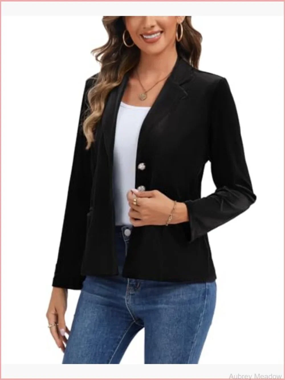 Velvet Blazer Long Sleeve Notched Lapel Button Front Tailored Suit Jacket